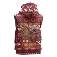Horse Through The Snow Christmas Design Sleeveless Hoodie Xmas Holiday Patterns - Wonder Print Shop