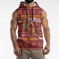 Horse Through The Snow Christmas Design Sleeveless Hoodie Xmas Holiday Patterns - Wonder Print Shop