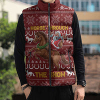 Horse Through The Snow Christmas Design Sleeveless Puffer Jacket Xmas Holiday Patterns - Wonder Print Shop
