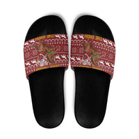 Horse Through The Snow Christmas Design Slide Sandals Xmas Holiday Patterns - Wonder Print Shop