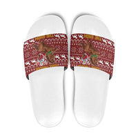 Horse Through The Snow Christmas Design Slide Sandals Xmas Holiday Patterns - Wonder Print Shop