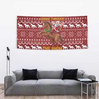Horse Through The Snow Christmas Design Tapestry Xmas Holiday Patterns - Wonder Print Shop