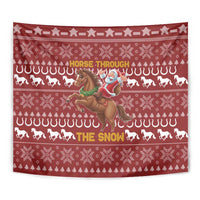 Horse Through The Snow Christmas Design Tapestry Xmas Holiday Patterns - Wonder Print Shop