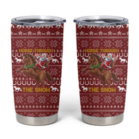 Horse Through The Snow Christmas Design Tumbler Cup Xmas Holiday Patterns - Wonder Print Shop