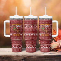 Horse Through The Snow Christmas Design Tumbler With Handle Xmas Holiday Patterns - Wonder Print Shop