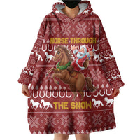 Horse Through The Snow Christmas Design Wearable Blanket Hoodie Xmas Holiday Patterns - Wonder Print Shop