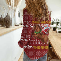 Horse Through The Snow Christmas Design Women Casual Shirt Xmas Holiday Patterns - Wonder Print Shop