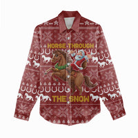 Horse Through The Snow Christmas Design Women Casual Shirt Xmas Holiday Patterns - Wonder Print Shop