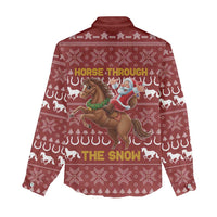 Horse Through The Snow Christmas Design Women Casual Shirt Xmas Holiday Patterns - Wonder Print Shop