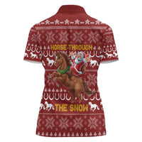 Horse Through The Snow Christmas Design Women Polo Shirt Xmas Holiday Patterns - Wonder Print Shop