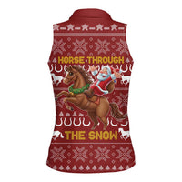 Horse Through The Snow Christmas Design Women Sleeveless Polo Shirt Xmas Holiday Patterns - Wonder Print Shop