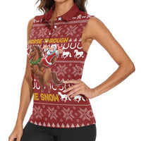 Horse Through The Snow Christmas Design Women Sleeveless Polo Shirt Xmas Holiday Patterns - Wonder Print Shop