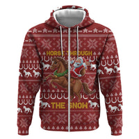 Horse Through The Snow Christmas Design Zip Hoodie Xmas Holiday Patterns - Wonder Print Shop