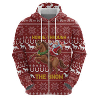 Horse Through The Snow Christmas Design Zip Hoodie Xmas Holiday Patterns - Wonder Print Shop