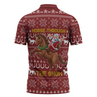 Horse Through The Snow Christmas Design Zipper Polo Shirt Xmas Holiday Patterns - Wonder Print Shop