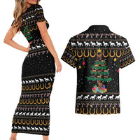 Horse Christmas Tree Christmas Design Couples Matching Short Sleeve Bodycon Dress and Hawaiian Shirt Xmas Holiday Patterns - Wonder Print Shop