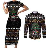Horse Christmas Tree Christmas Design Couples Matching Short Sleeve Bodycon Dress and Long Sleeve Button Shirt Xmas Holiday Patterns - Wonder Print Shop