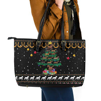 Horse Christmas Tree Christmas Design Leather Tote Bag Xmas Holiday Patterns - Wonder Print Shop