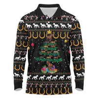 Horse Christmas Tree Christmas Design Long Sleeve Polo Shirt Xmas Holiday Patterns - Wonder Print Shop