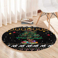 Horse Christmas Tree Christmas Design Round Carpet Xmas Holiday Patterns - Wonder Print Shop