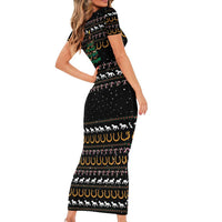 Horse Christmas Tree Christmas Design Short Sleeve Bodycon Dress Xmas Holiday Patterns - Wonder Print Shop