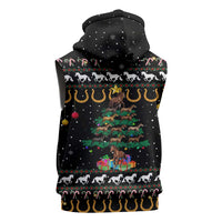 Horse Christmas Tree Christmas Design Sleeveless Hoodie Xmas Holiday Patterns - Wonder Print Shop