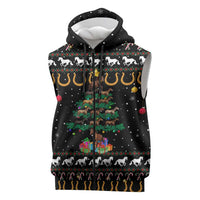 Horse Christmas Tree Christmas Design Sleeveless Zip Hoodie Xmas Holiday Patterns - Wonder Print Shop