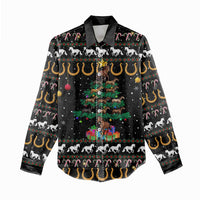 Horse Christmas Tree Christmas Design Women Casual Shirt Xmas Holiday Patterns - Wonder Print Shop