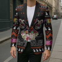 Cat And Books Christmas Blazer Xmas Holiday Patterns - Wonder Print Shop