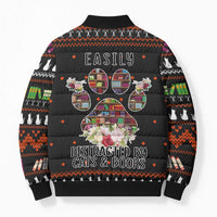 Cat And Books Christmas Bomber Puffer Jacket Xmas Holiday Patterns - Wonder Print Shop