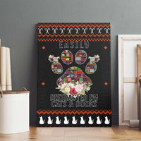 Cat And Books Christmas Canvas Wall Art Xmas Holiday Patterns - Wonder Print Shop