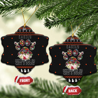 Cat And Books Christmas Ceramic Ornament Xmas Holiday Patterns - Wonder Print Shop