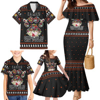 Cat And Books Christmas Family Matching Mermaid Dress and Hawaiian Shirt Xmas Holiday Patterns - Wonder Print Shop