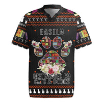 Cat And Books Christmas Rugby Jersey Xmas Holiday Patterns - Wonder Print Shop
