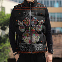 Cat And Books Christmas Sleeveless Puffer Jacket Xmas Holiday Patterns - Wonder Print Shop