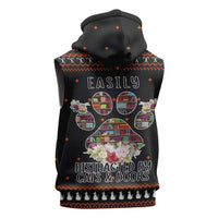 Cat And Books Christmas Sleeveless Zip Hoodie Xmas Holiday Patterns - Wonder Print Shop