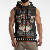Cat And Books Christmas Sleeveless Zip Hoodie Xmas Holiday Patterns - Wonder Print Shop
