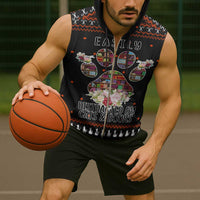 Cat And Books Christmas Sleeveless Zip Hoodie Xmas Holiday Patterns - Wonder Print Shop