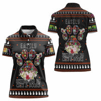 Cat And Books Christmas Women Polo Shirt Xmas Holiday Patterns - Wonder Print Shop