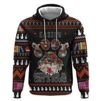 Cat And Books Christmas Zip Hoodie Xmas Holiday Patterns - Wonder Print Shop
