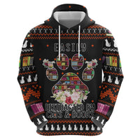Cat And Books Christmas Zip Hoodie Xmas Holiday Patterns - Wonder Print Shop