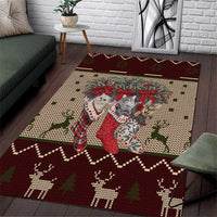 Cat And Sock Christmas Area Rug Xmas Holiday Patterns - Wonder Print Shop