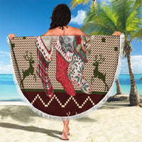 Cat And Sock Christmas Beach Blanket Xmas Holiday Patterns - Wonder Print Shop