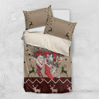Cat And Sock Christmas Bedding Set Xmas Holiday Patterns - Wonder Print Shop