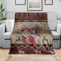 Cat And Sock Christmas Blanket Xmas Holiday Patterns - Wonder Print Shop