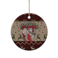 Cat And Sock Christmas Ceramic Ornament Xmas Holiday Patterns - Wonder Print Shop