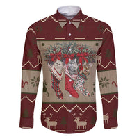 Cat And Sock Christmas Family Matching Long Sleeve Bodycon Dress and Hawaiian Shirt Xmas Holiday Patterns - Wonder Print Shop