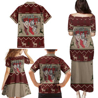 Cat And Sock Christmas Family Matching Puletasi and Hawaiian Shirt Xmas Holiday Patterns - Wonder Print Shop