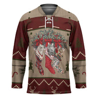 Cat And Sock Christmas Hockey Jersey Xmas Holiday Patterns - Wonder Print Shop