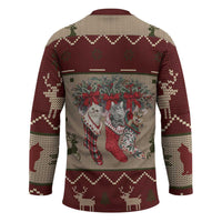 Cat And Sock Christmas Hockey Jersey Xmas Holiday Patterns - Wonder Print Shop